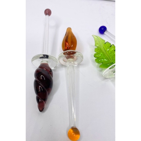 Vintage Set of four Elegant Swizzle Sticks Stirs, Handmade Italian Glass - Picture 1 of 9